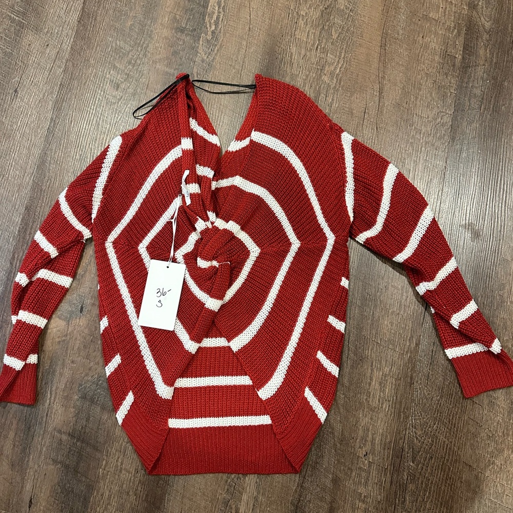 small red and white sweater, new with tags